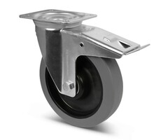 Elastik-Gummi Lenkrollen mit Bremse 200 mm - 400 kg