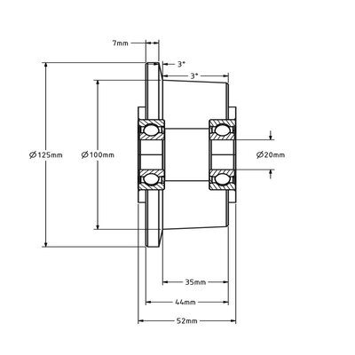 Spurkranzrad Guss 100 mm - 1000 kg