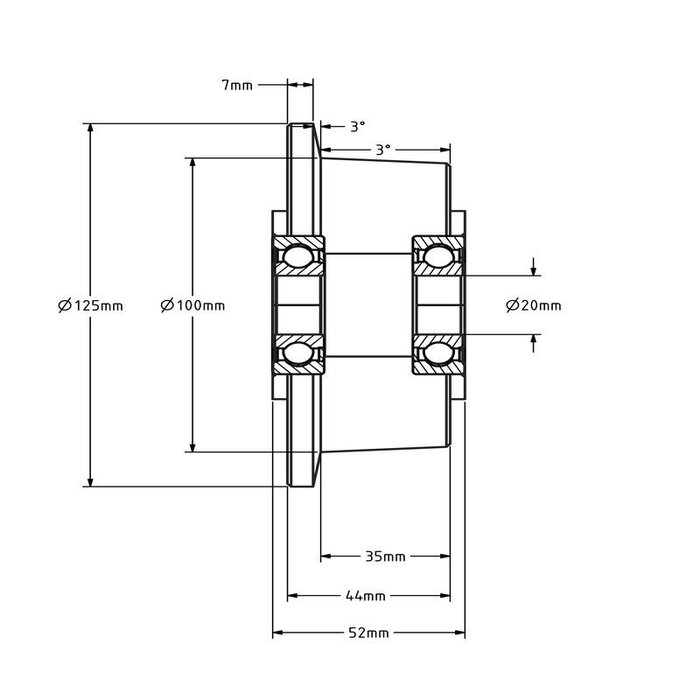 Spurkranzrad Guss 100 mm - 1000 kg
