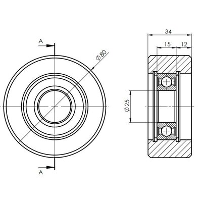 Stahl-Schwerlastrad 80x34 mm - 700 kg