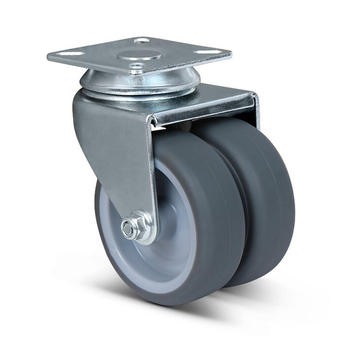 Doppel Lenkrolle 75 mm - Platte - 100 kg