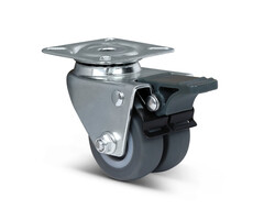 Doppel Lenkrolle mit Bremse 50 mm - 80 kg