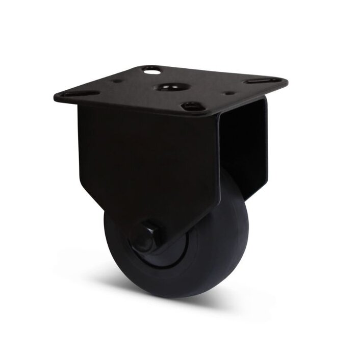 Schwarze Bockrolle 50 mm - Kugellager - Platte - 50 kg