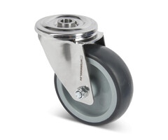 Edelstahl Lenkrolle 100 mm Gummi - 100 kg