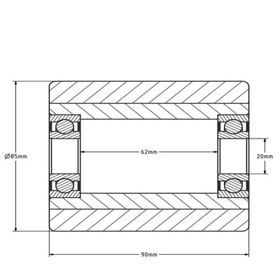 Polyurethan Hubwagenrolle 85x90 mm - Kugellager - 900 kg