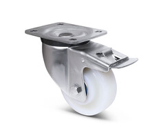 Edelstahl Schwerlast Lenkrollen mit Bremse 125 mm Nylon - 700 kg