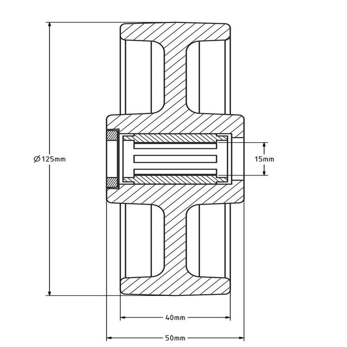 Rad aus rostfreiem Stahl 125 mm - Nylon - Rollenlager - 300 kg