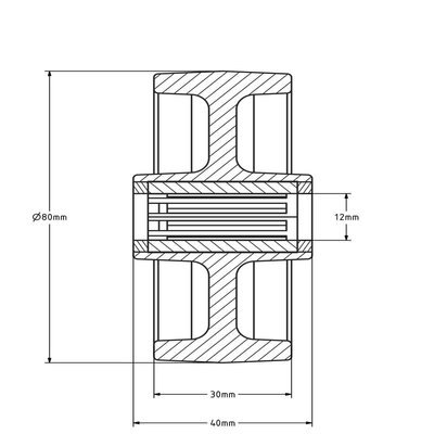 Rad aus rostfreiem Stahl 80 mm - Polyamid - Rollenlager - 150 kg