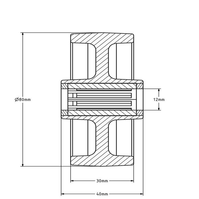 Rad aus rostfreiem Stahl 80 mm - Polyamid - Rollenlager - 150 kg