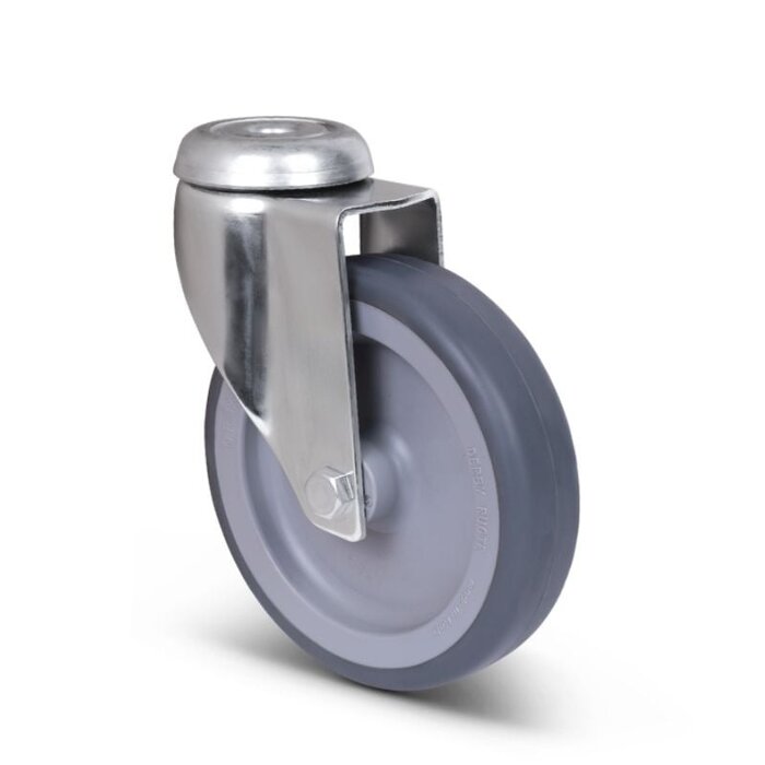 Derby Ruote Edelstahl Lenkrolle 100 mm - Gummi - 80 kg