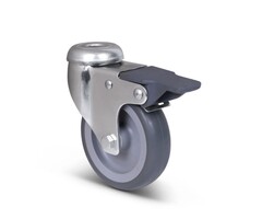 Derby Ruote Lenkrollen mit Bremse aus Edelstahl 80 mm Gummi - 50 kg