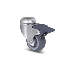 Derby Ruote Lenkrollen mit Bremse aus Edelstahl 60 mm Gummi - 40 kg