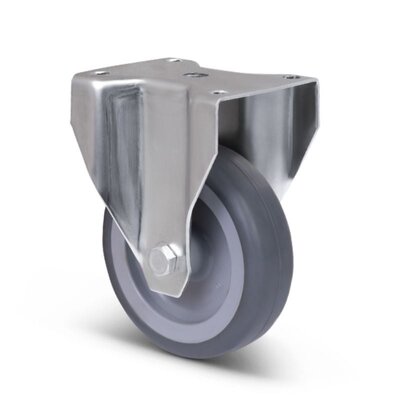 Derby Ruote Bockrolle aus Edelstahl 80 mm - Gummi - 60 kg