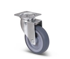 Derby Ruote Lenkrollen aus rostfreiem Stahl 80 mm Gummi - 60 kg