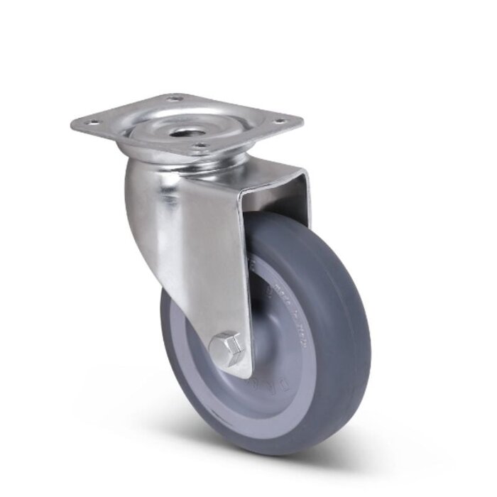 Derby Ruote Edelstahl Lenkrolle 80 mm - Gummi - 60 kg