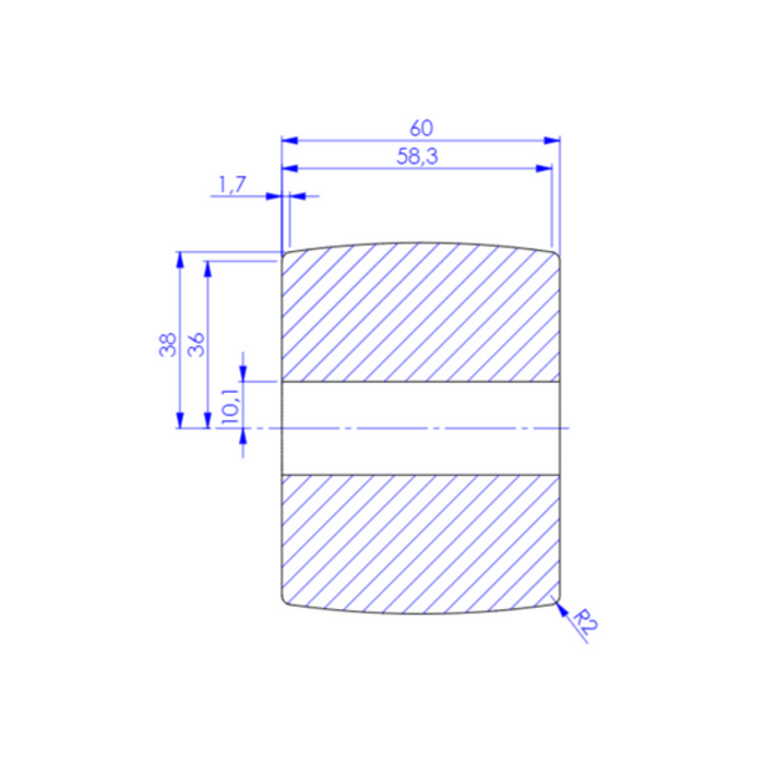 Gussnylonrad 80 mm - Gleitlager - 1000 kg