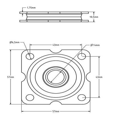Axiallager - Drehverbindung 57x57 mm - 50 kg