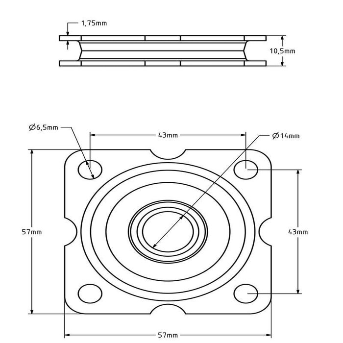 Axiallager - Drehverbindung 57x57 mm - 50 kg