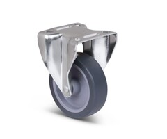 Bockrolle aus Edelstahl 75 mm Gummi - 60 kg