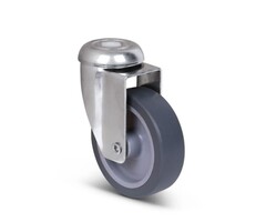 Edelstahl Lenkrollen 75 mm Gummi - 60 kg