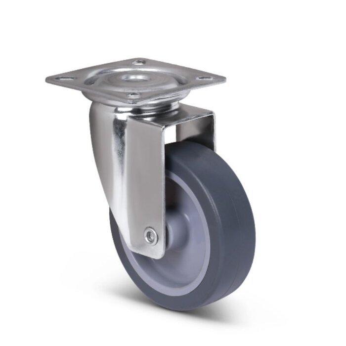 Edelstahl Lenkrolle 75 mm - Gummi - 60 kg