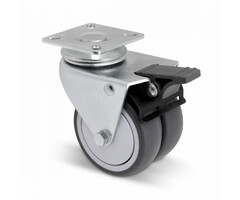 Doppel Lenkrolle mit Bremse 75 mm - 120 kg