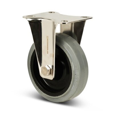 Bockrolle aus Edelstahl 125 mm - Elastischer Gummi - 190 kg