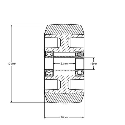 Gummirad 100 mm - Kugellager 15 mm - 160 kg