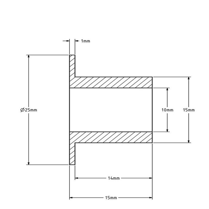 Wellenhülse (T) - 15x10x15 | Stahl verzinkt