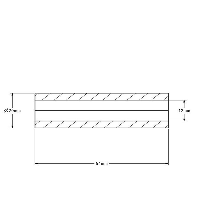 Wellenhülse - 20x12x61 mm | verzinkter Stahl