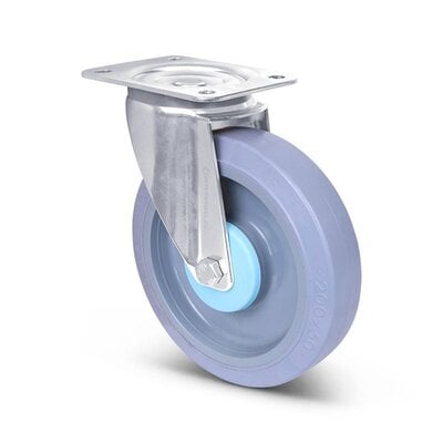 Edelstahl Lenkrolle 200 mm Gummi - Kugellager - 400 kg - Kopie