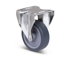 Edelstahl Gummi Bockrolle 75 mm - 60 kg