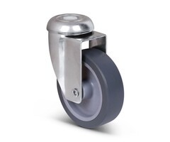 Edelstahl Lenkrollen 75 mm Gummi - 60 kg