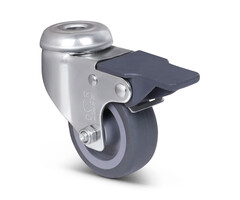 Derby Ruote Lenkrollen mit Bremse aus Edelstahl 60 mm Gummi - 40 kg