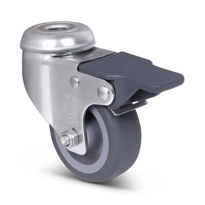 Derby Ruote Lenkrollen mit Bremse aus Edelstahl 60 mm - Gummi - 40 kg