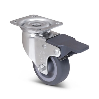 Apparate-Lenkrolle mit Bremse 60 mm - Edelstahl - 40 kg
