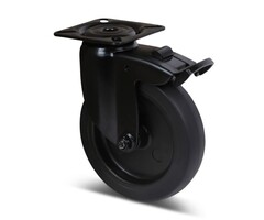 Schwarze Lenkrolle mit Bremse 100 mm - 80 kg