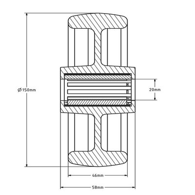 Polyamidrad 150 mm - Rollenlager 20 mm - 450 kg