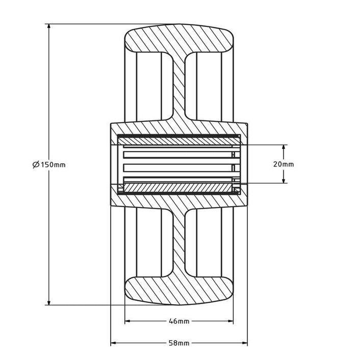 Polyamidrad 150 mm - Rollenlager 20 mm - 450 kg