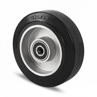 Elastisches Gummirad 125 mm - Kugellager 12 mm - 200 kg