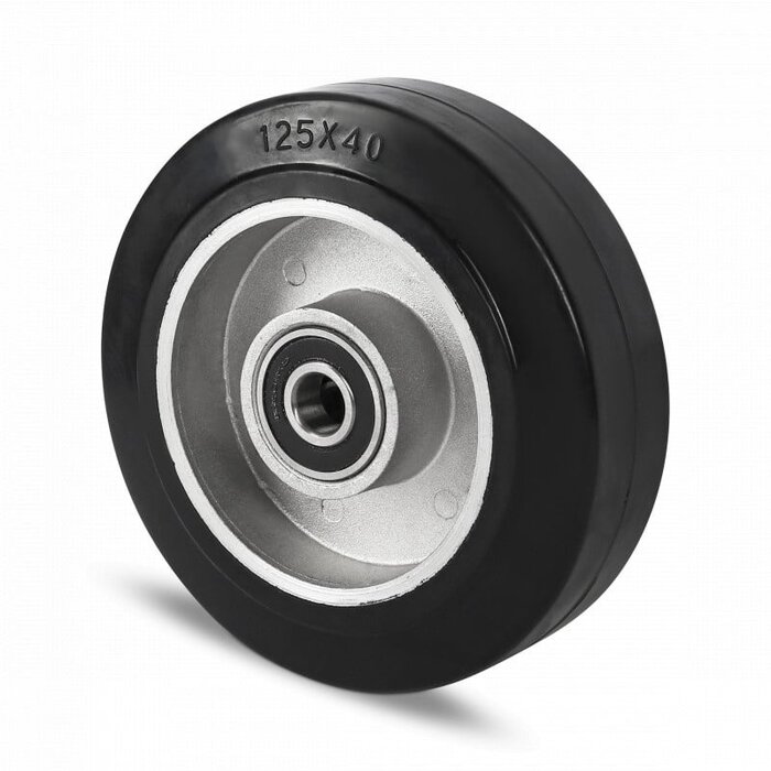 Elastisches Gummirad 125 mm - Kugellager 12 mm - 200 kg