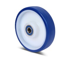 Edelstahlrad 160 mm blau PU - 450 kg