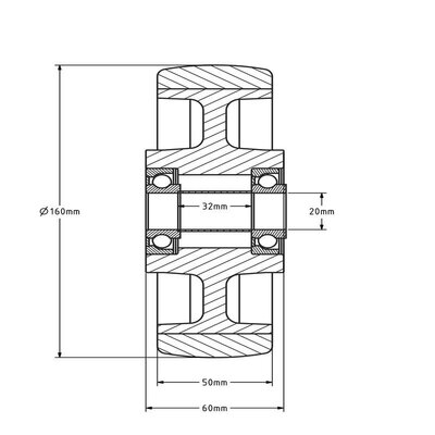 Edelstahl Rad 160 mm - blau - PU - Rollenlager - 450 kg