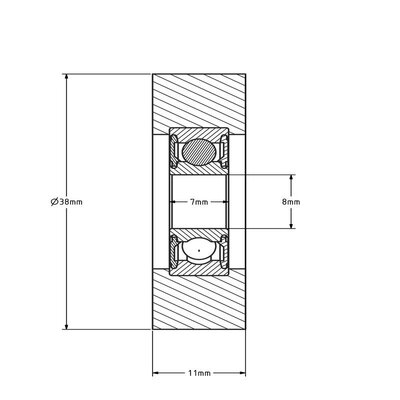 Führungsrolle 38 mm - Polyurethan - 30 kg