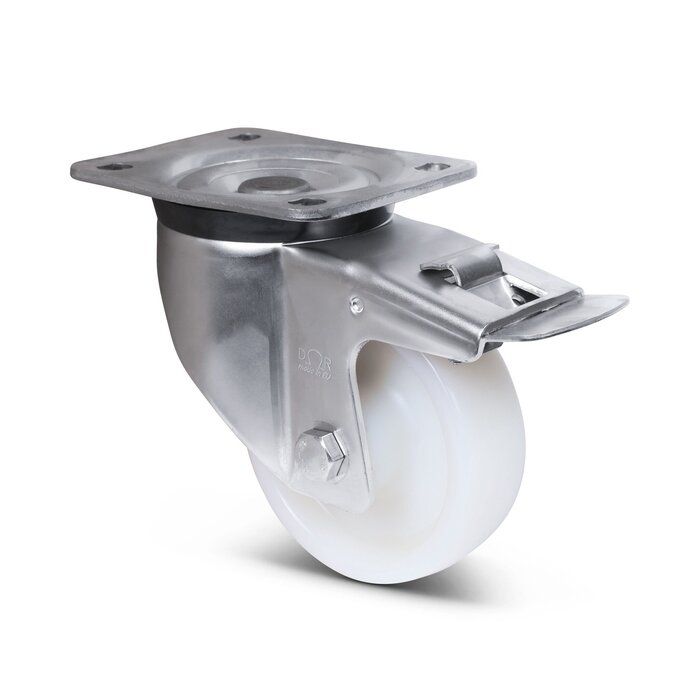 Derby Ruote Lenkrollen mit Bremse aus Edelstahl 125 mm - Nylon - 700 kg