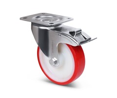 Lenkrollen mit Bremse aus Edelstahl 160 mm PU - 350 kg