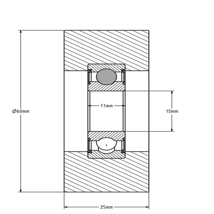 Führungsrolle 60 mm - Polyurethan - 70 kg