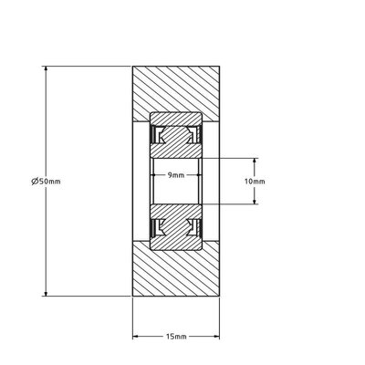 Führungsrolle 50 mm - Polyurethan - 50 kg