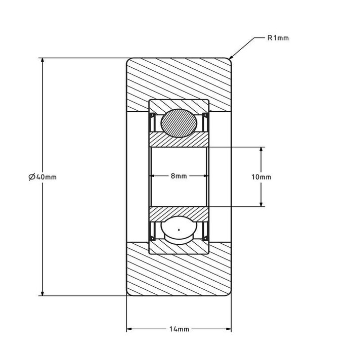 Führungsrolle 40 mm - Polyurethan - 30 kg