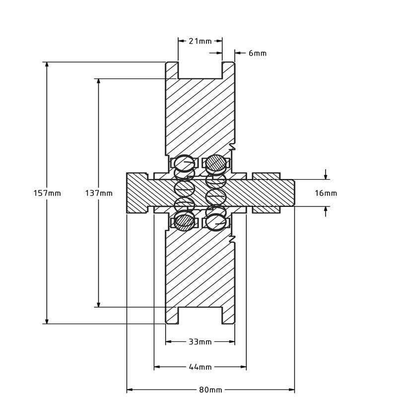 Rillenrad 160 mm mit Kantige Nut - 575 kg